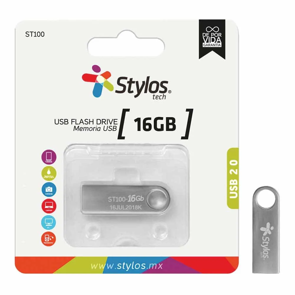 Memoria Usb 16Gb 2.0 Stylos Metalica Stmusb2B